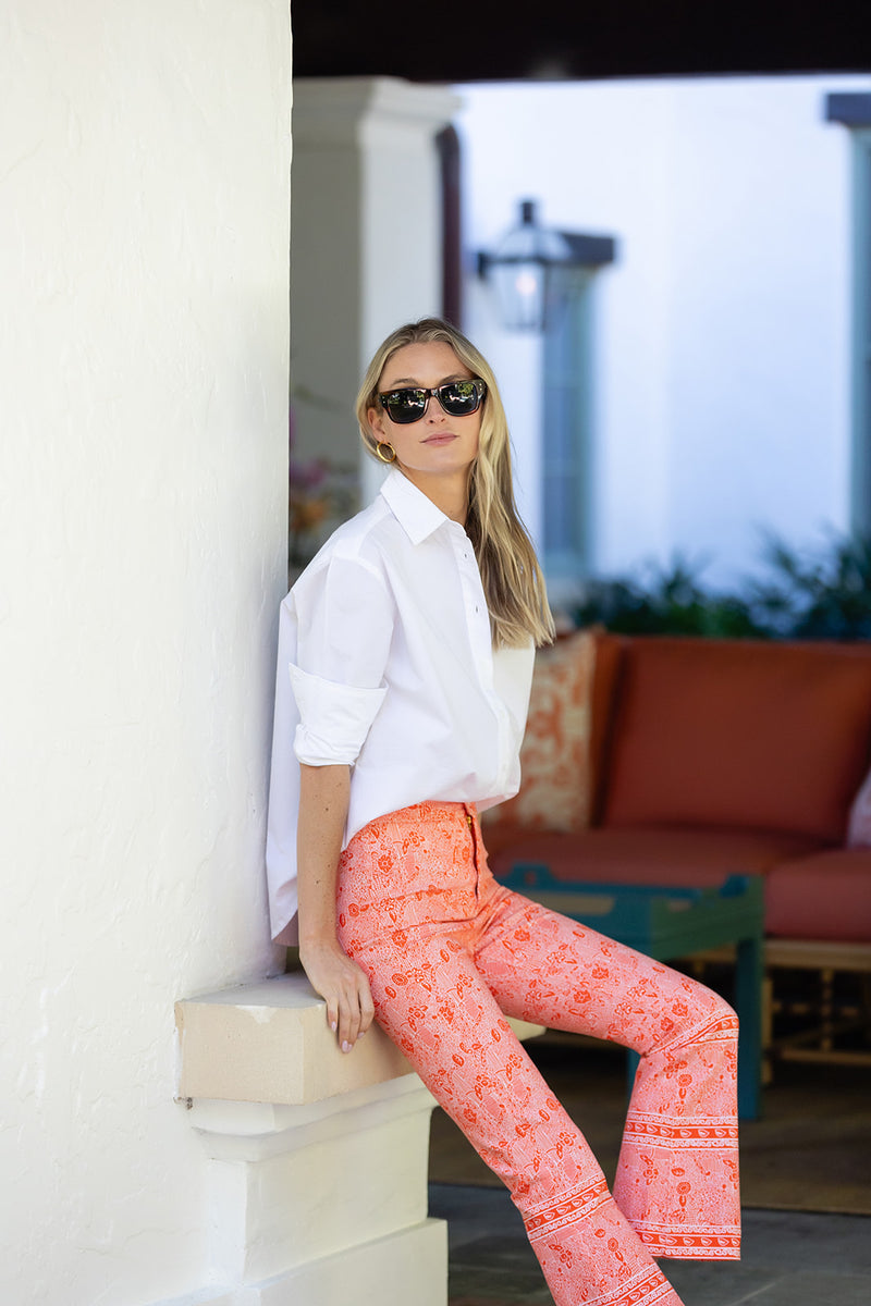 Bell Canvas Pant - Tangerine Marbella