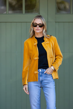 Mandarin Velvet Jacket - Saffron