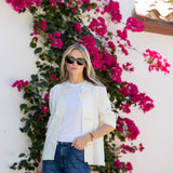 Mandarin Jacket Linen - Blanc