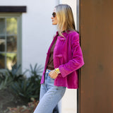 Mandarin Velvet Jacket - Magenta