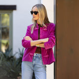 Mandarin Velvet Jacket - Magenta