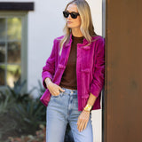 Mandarin Velvet Jacket - Magenta