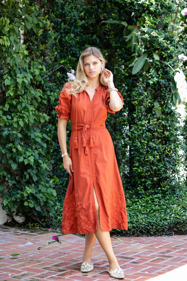 Short Sleeve Coatue Caftan - Rust