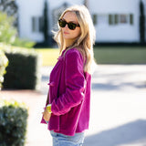 Mandarin Velvet Jacket - Magenta