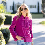 Mandarin Velvet Jacket - Magenta