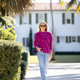 Mandarin Velvet Jacket - Magenta