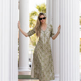 Chloe Caftan Printed - Moss Castillo Medallion
