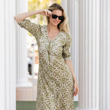 Chloe Caftan Printed - Moss Castillo Medallion
