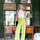 Summer Julia Pant Linen - Chartreuse