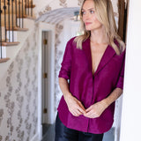 The Carolyn Shirt Dupioni - Aubergine
