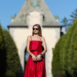 Circle Top Dupioni - Cranberry