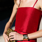 Circle Top Dupioni - Cranberry