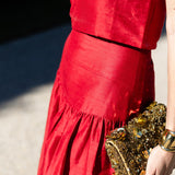 Luna Skirt Dupioni - Cranberry