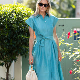 Betty Dress Dupioni - Ocean