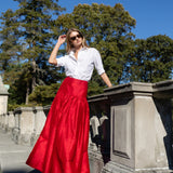 Luna Skirt Dupioni - Cranberry
