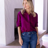 The Carolyn Shirt Dupioni - Aubergine