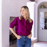 The Carolyn Shirt Dupioni - Aubergine