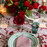 Scarlet Ticking Stripe Dinner Napkin