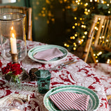 Scarlet Ticking Stripe Dinner Napkin