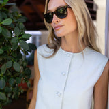Blair Top Linen - Pale Aqua