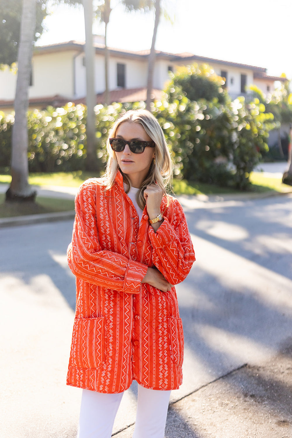 Oversized Dakota - Tangerine Zig Zag – Julia Amory