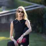 Sleeveless Metallic Tunic Top - Noir