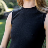 Sleeveless Metallic Tunic Top - Noir