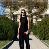 Sleeveless Metallic Tunic Top - Noir