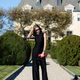 Sleeveless Metallic Tunic Top - Noir