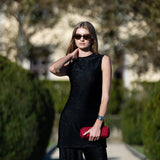 Sleeveless Metallic Tunic Top - Noir