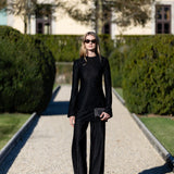 Long Sleeved Metallic Tunic Top - Noir