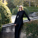 Long Sleeved Metallic Tunic Top - Noir