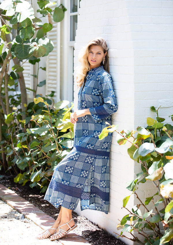 The Majorelle Dress - Stonington Blue Patchwork