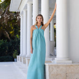 Elle Dress Dupioni - Dusty Aqua