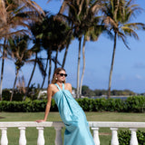 Elle Dress Dupioni - Dusty Aqua