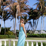 Elle Dress Dupioni - Dusty Aqua