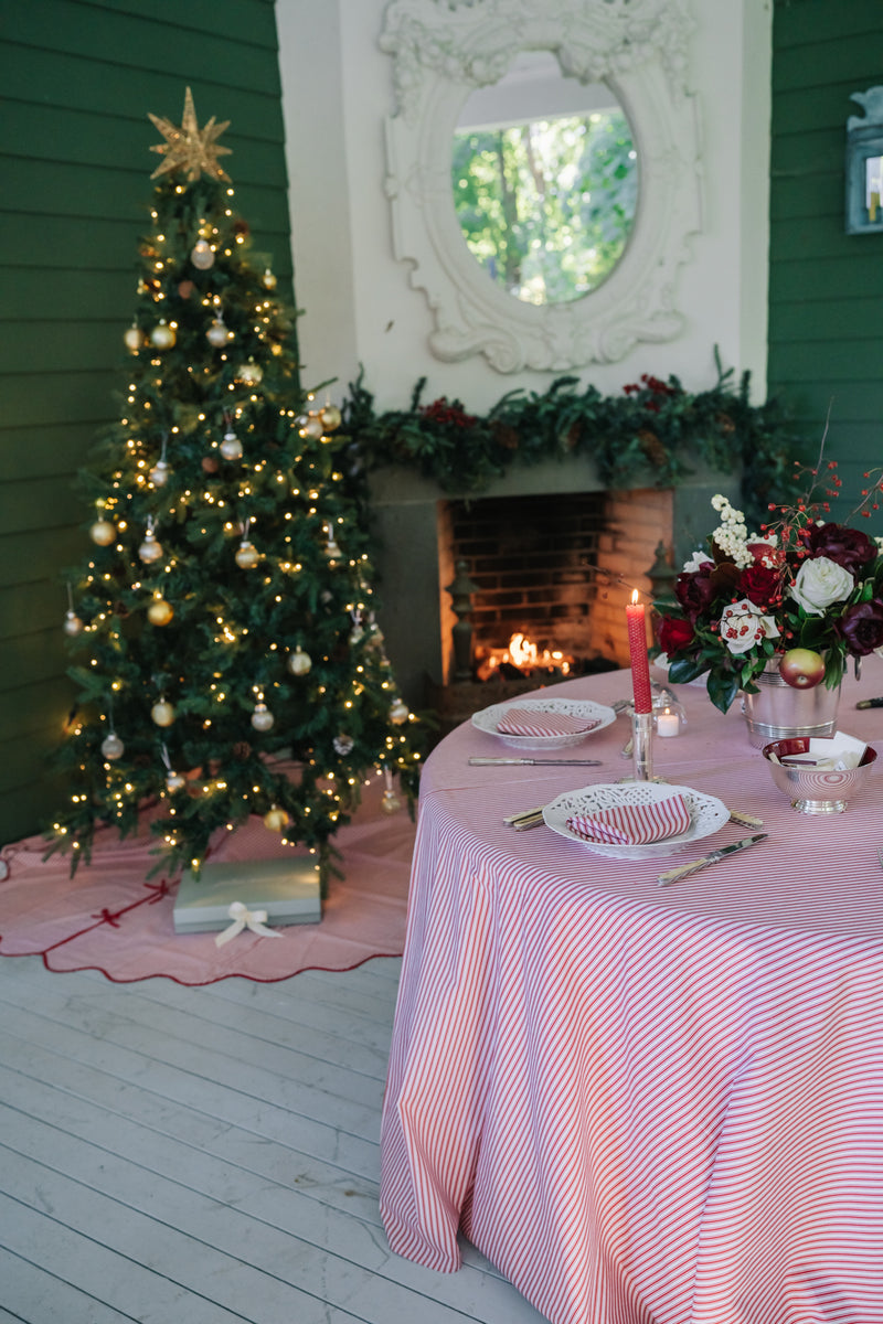 Rouge Ticking Stripe Tablecloth (Round & Rectangular)