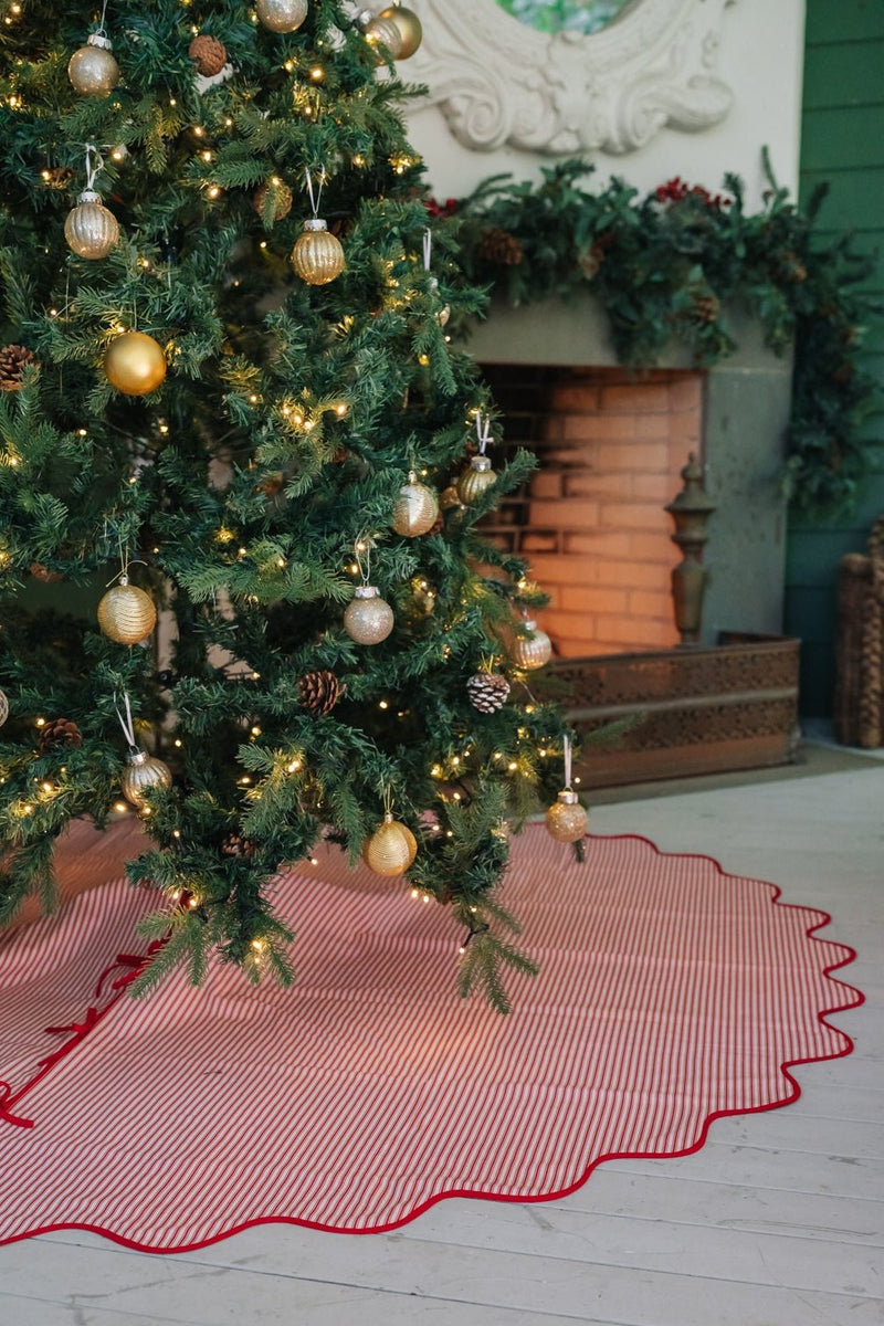 Rouge Ticking Stripe Tree Skirt