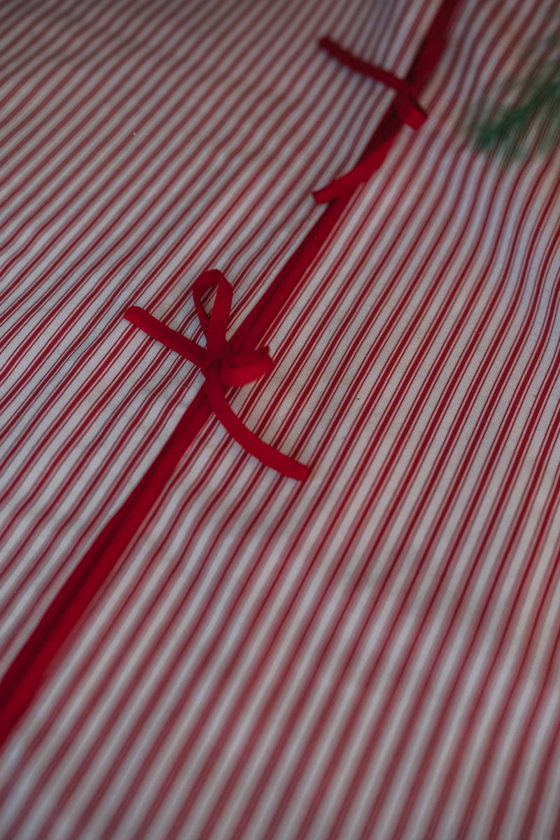 Rouge Ticking Stripe Tree Skirt