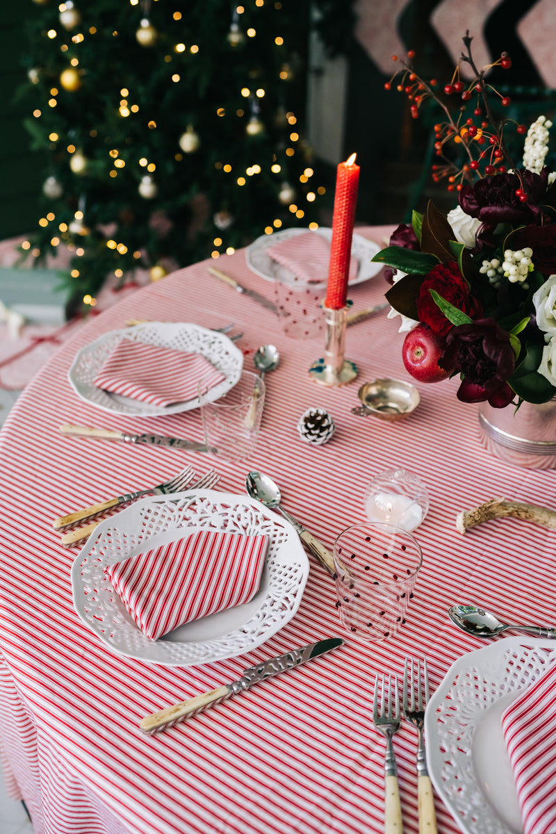 Rouge Ticking Stripe Dinner Napkins