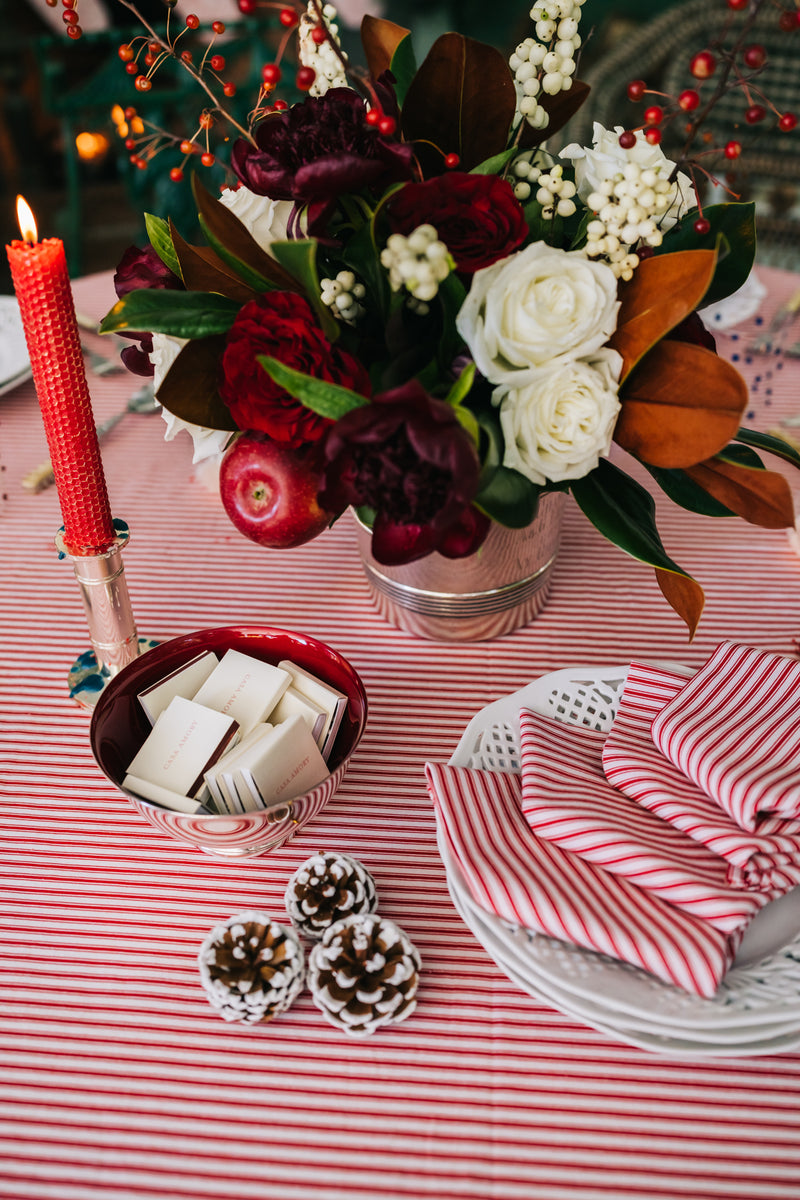 Rouge Ticking Stripe Dinner Napkins