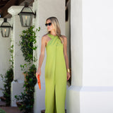 Camille Dress Linen - Chartreuse