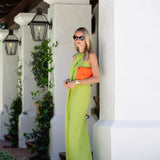 Camille Dress Linen - Chartreuse