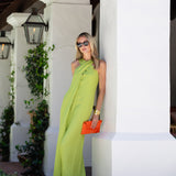 Camille Dress Linen - Chartreuse