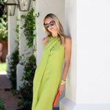 Camille Dress Linen - Chartreuse