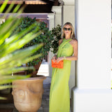 Camille Dress Linen - Chartreuse