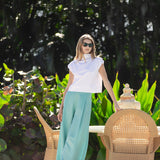 Beatriz Pant Linen - Dusty Aqua