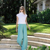 Beatriz Pant Linen - Dusty Aqua