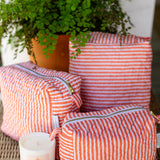 Tangerine Ticking Stripe Toiletry Set