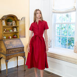 Kate Dress Dupioni - Cranberry